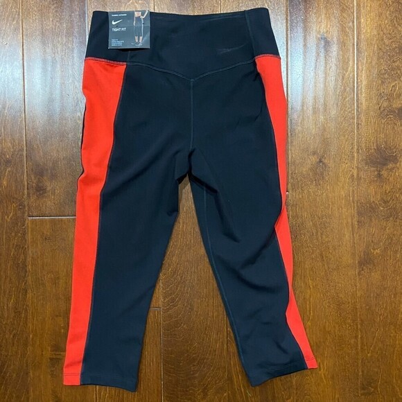 Nike Dri Fit Tight Black Red Training Leggings Pants Women's Size Medium NWT - Picture 3 of 6
